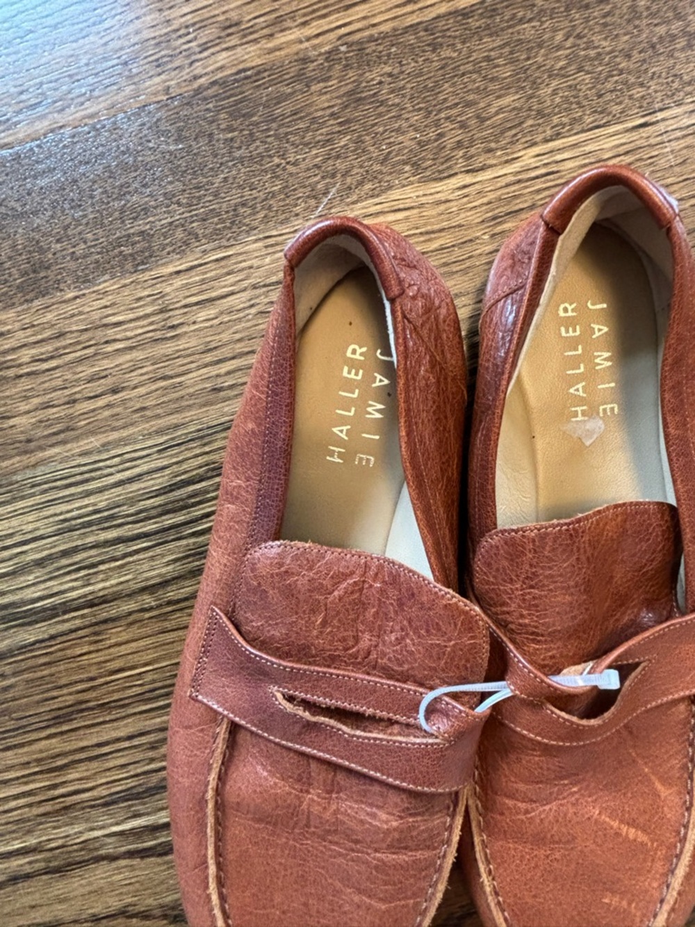 Jamie Haller Leather Penny Loafers Brown US 7 EU 37.5 Made in Italy Cognac - Picture 5 of 6